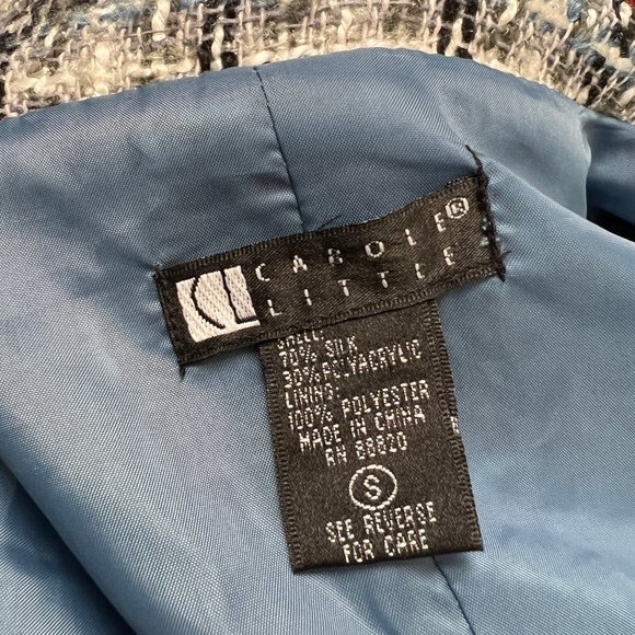 Vintage Silk Tweed Long Trench Jacket Peacoat Light Woven Preppy Light Academia - Picture 4 of 6